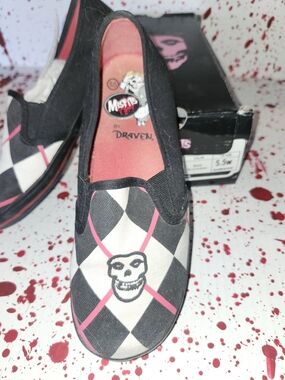 Misfits x Draven Checkerboard Slip-On Shoes — Black, White & Pink
